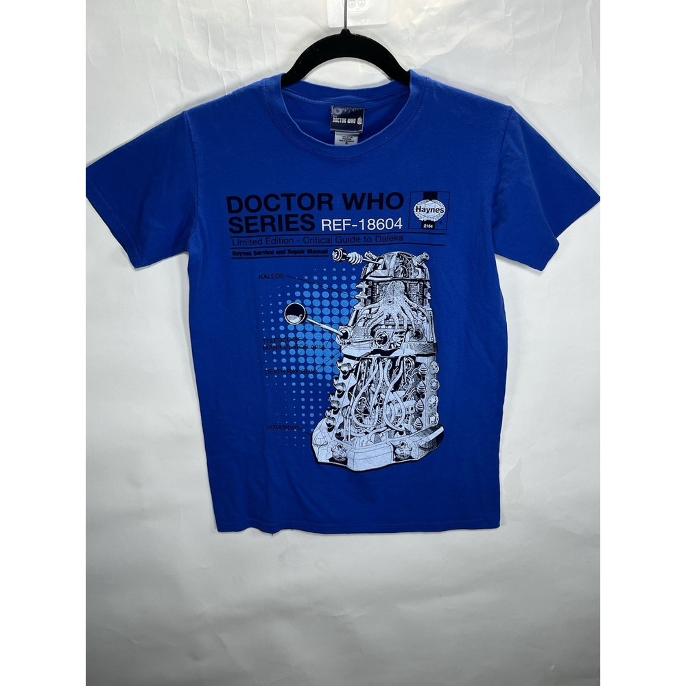 Doctor Who Haynes Dalek Blue Novelty T Shirt Sz S British TV Classic Time Travel